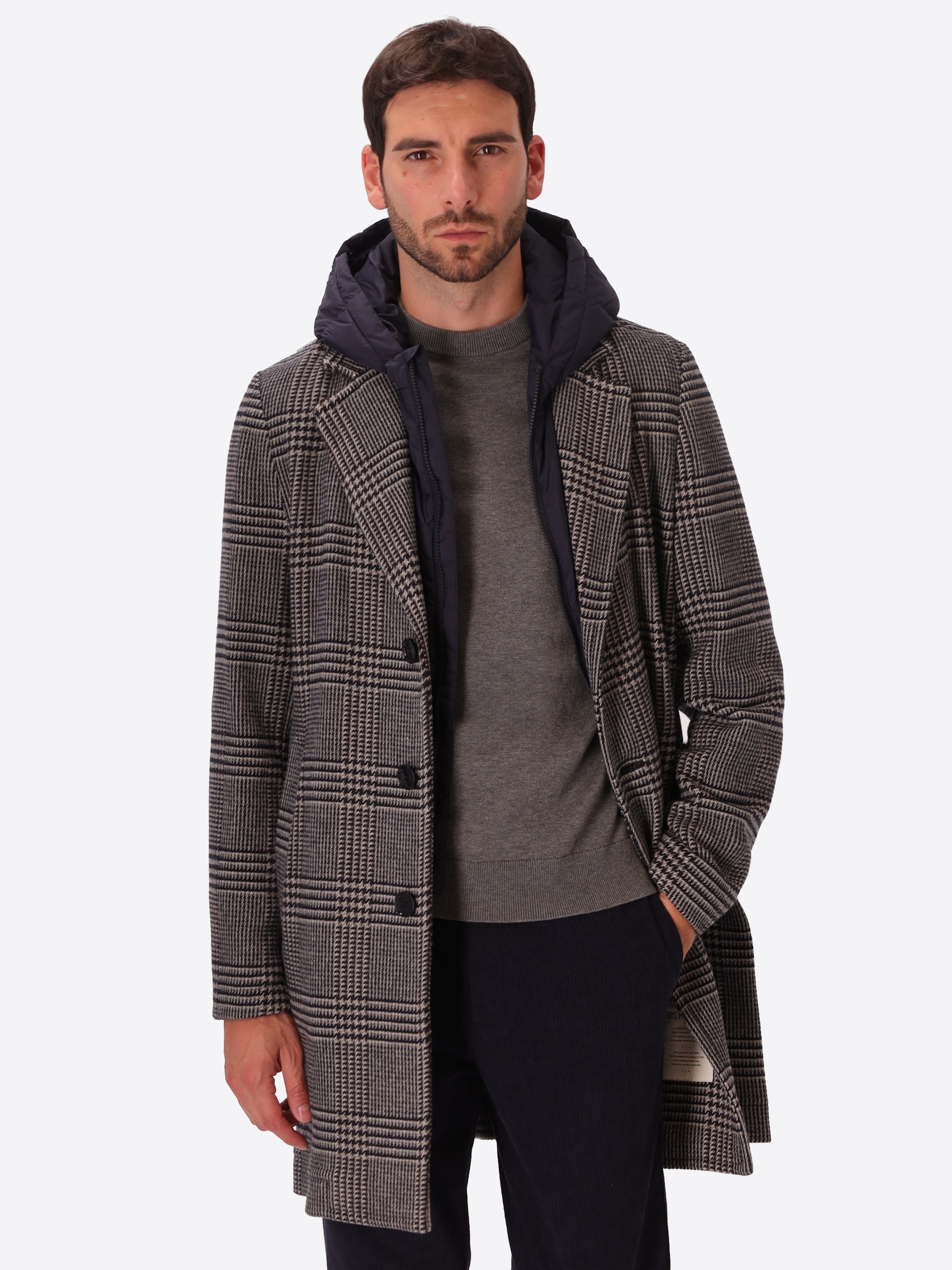 Cappotto Tiberio in Panno Scozzese con Pettorina Staccabile