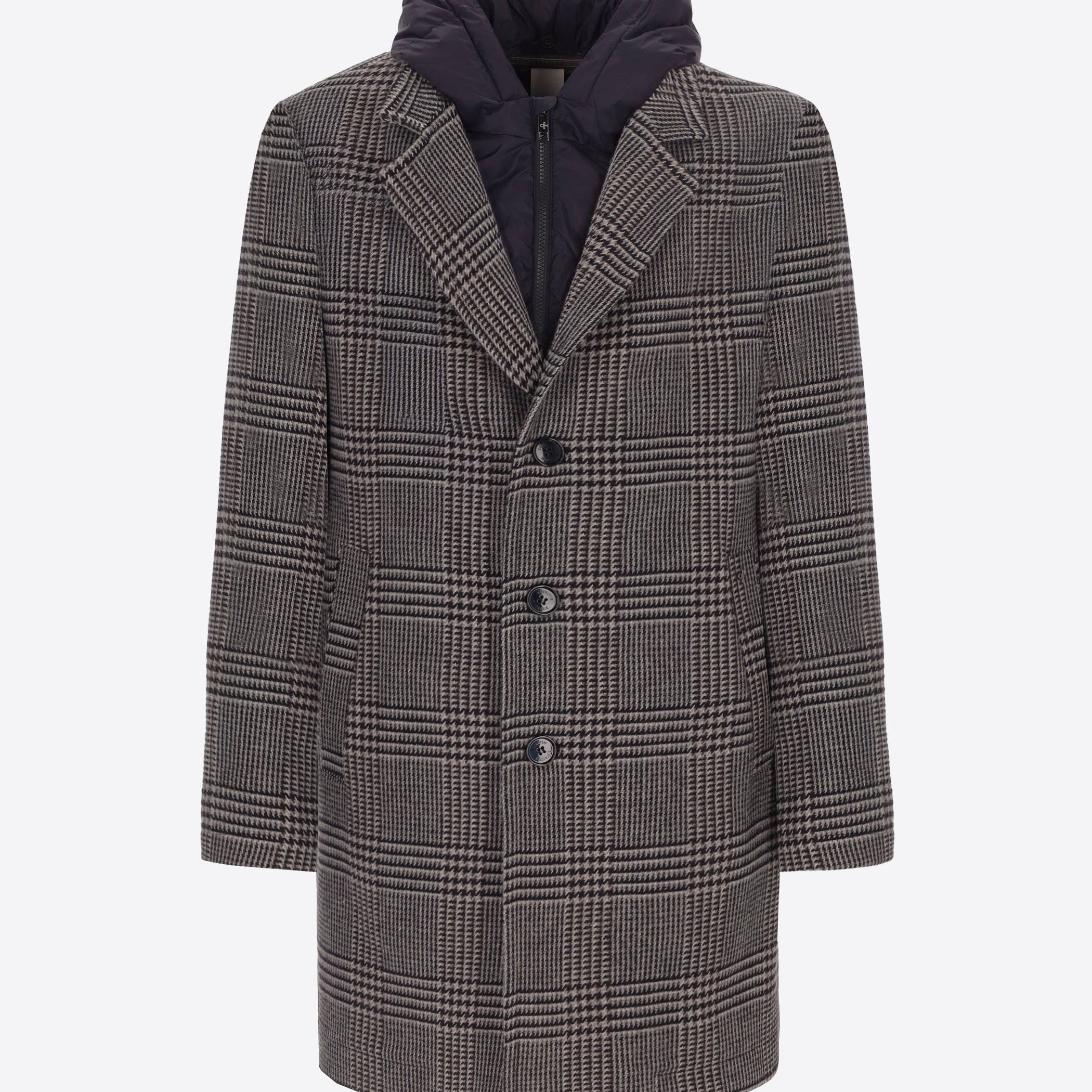 Tartan Wool-Blend Coat Tiberio with Detachable Bib