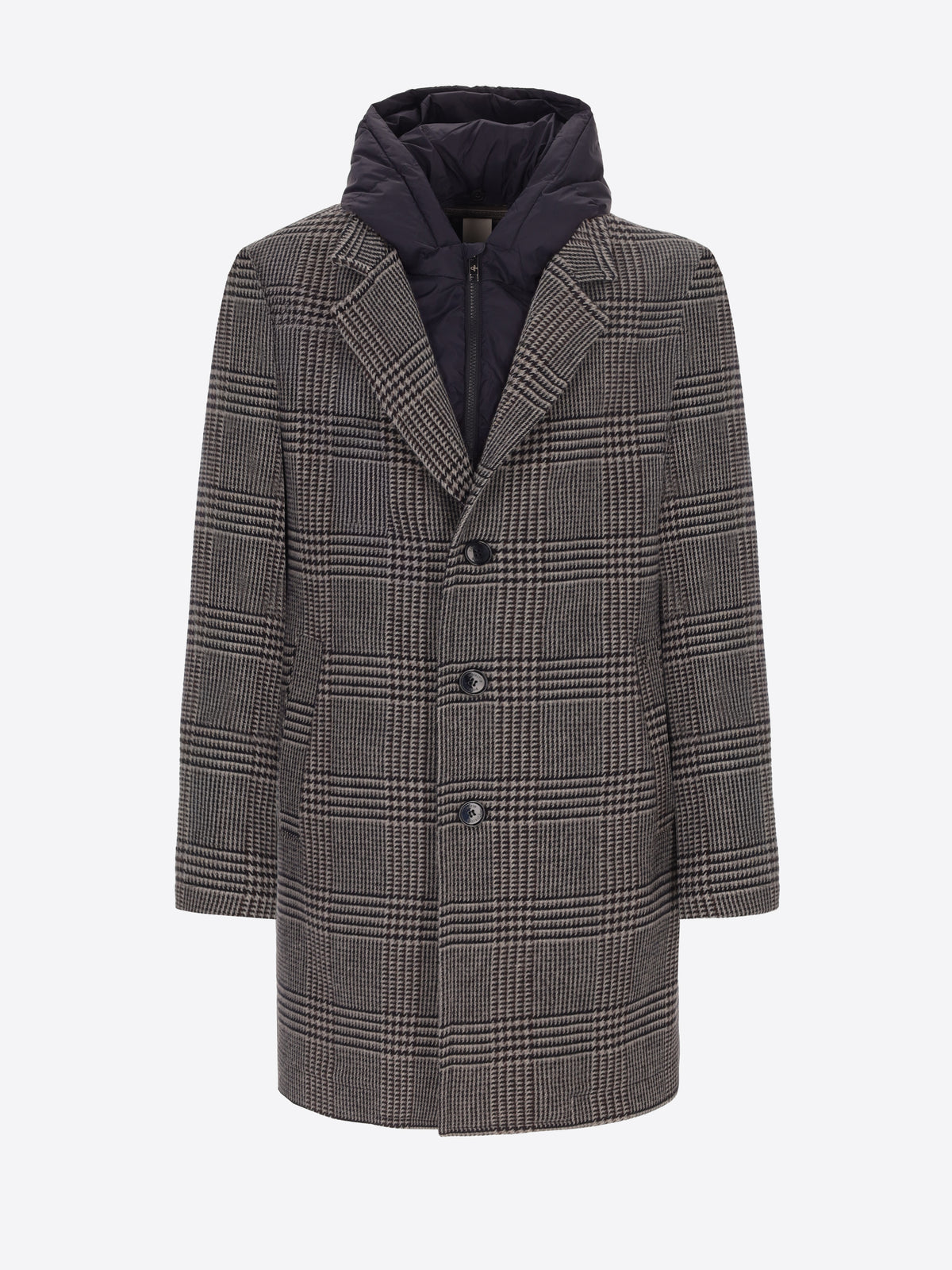 Tartan Wool-Blend Coat Tiberio with Detachable Bib