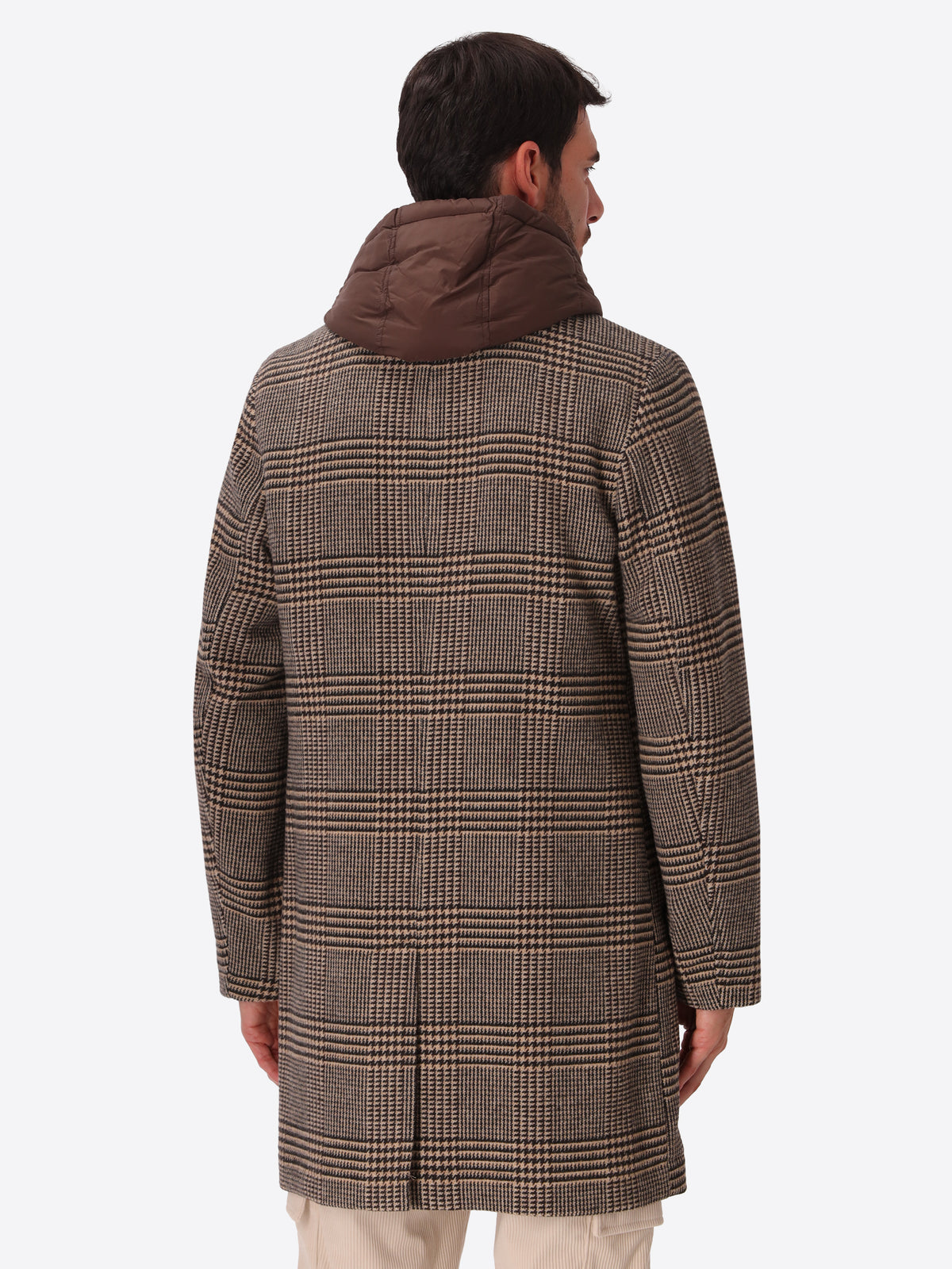 Tartan Wool-Blend Coat Tiberio with Detachable Bib