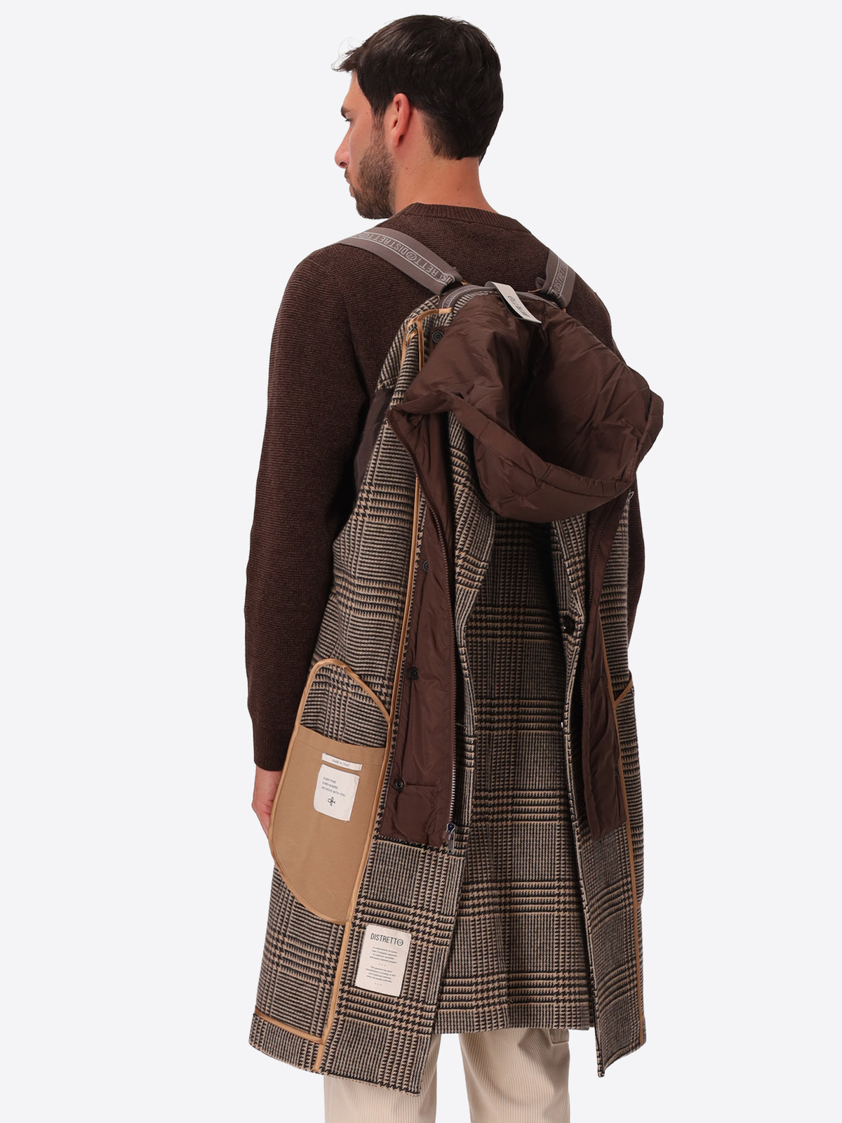Tartan Wool-Blend Coat Tiberio with Detachable Bib