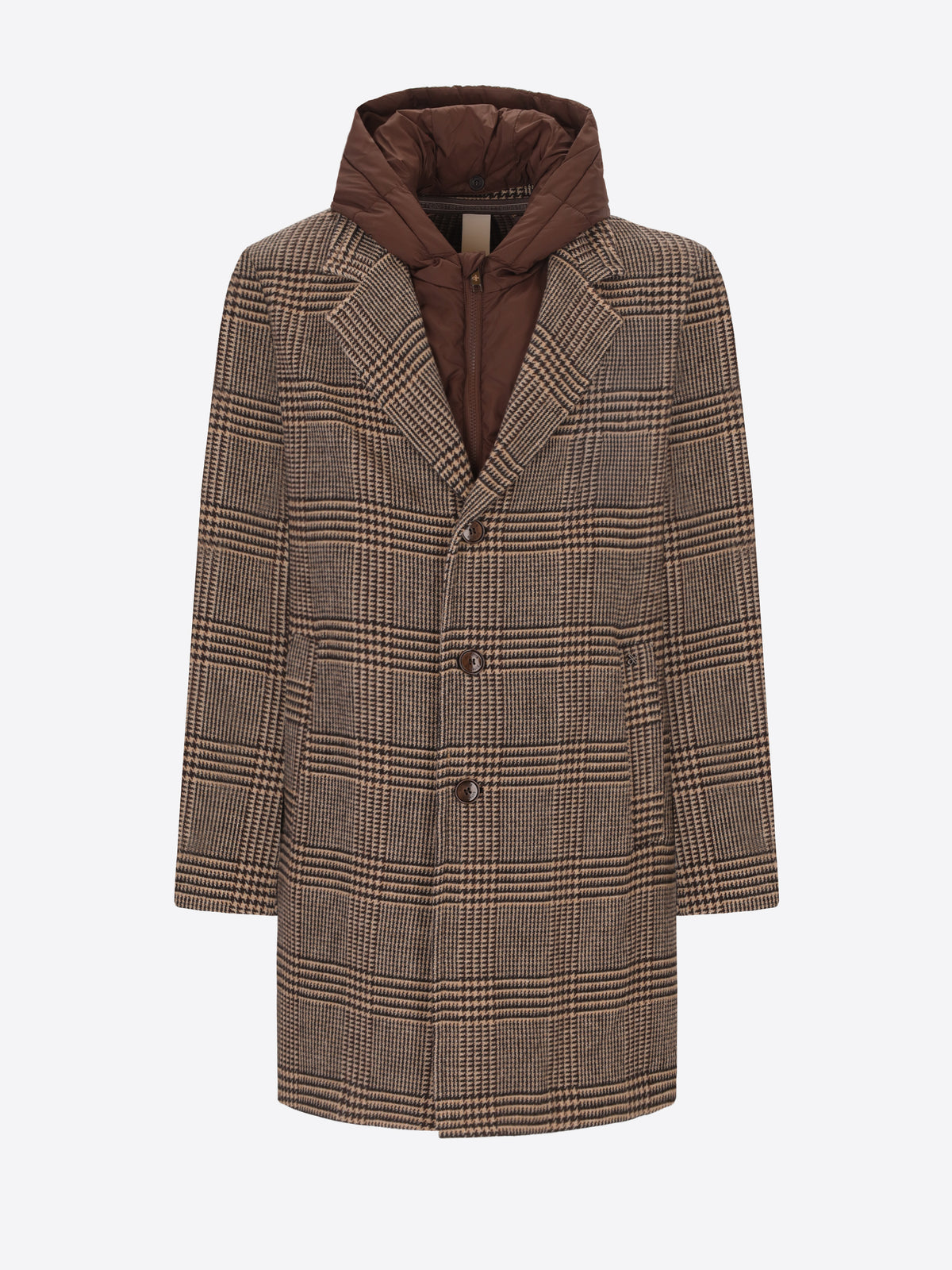Tartan Wool-Blend Coat Tiberio with Detachable Bib