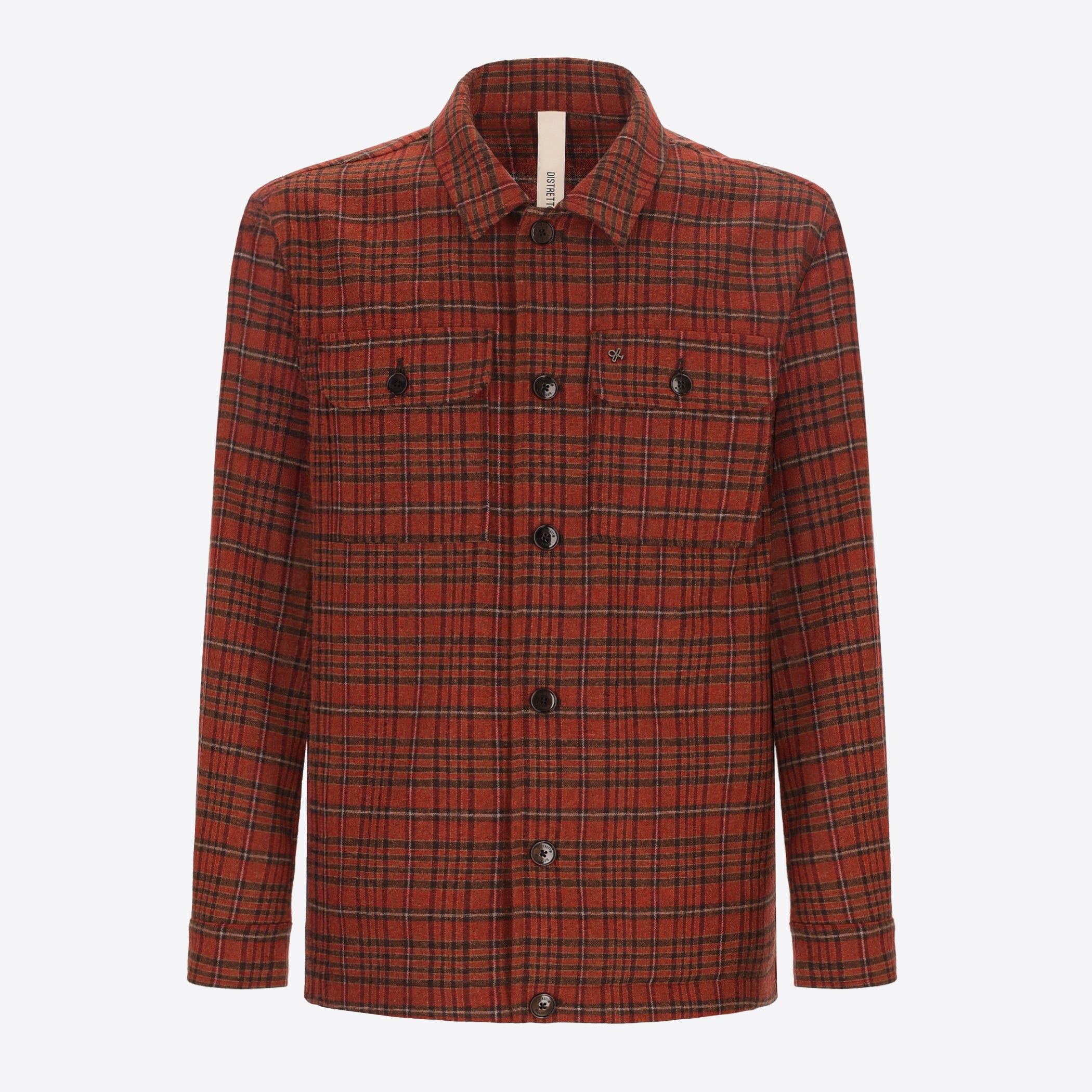 Distretto12 Velazquez Mars Tartan Wool-Blend Oversized Shirt Jacket - Product Still Life