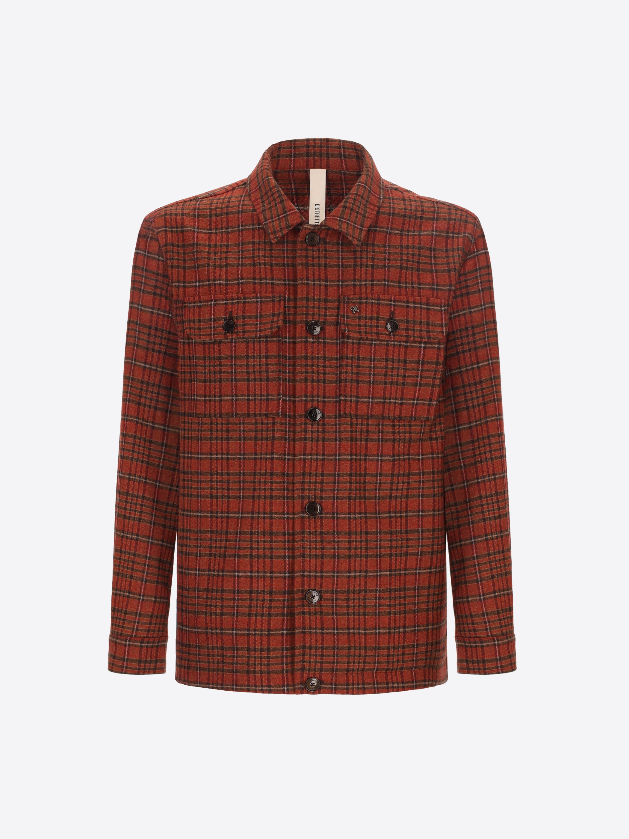 Distretto12 Velazquez Mars Tartan Wool-Blend Oversized Shirt Jacket - Product Still Life