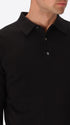 Perugino Black Technical Cotton-Blend Knit Polo - Close-Up Of The Collar