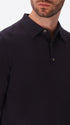 Perugino Blue Technical Cotton-Blend Knit Polo - Close-Up Of The Collar