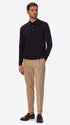 Perugino Blue Technical Cotton-Blend Knit Polo - Model Full Body Shot