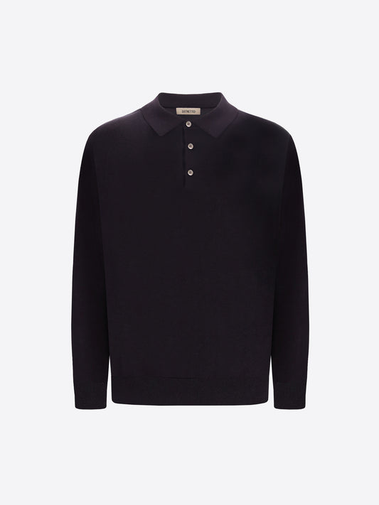 Distretto12 Perugino Blue Technical Cotton-Blend Knit Polo - Product Still Life