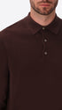 Perugino Brown Technical Cotton-Blend Knit Polo - Close-Up Of The Collar