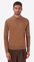 Perugino Camel Technical Cotton-Blend Knit Polo - Model Front View