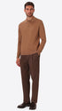 Perugino Camel Technical Cotton-Blend Knit Polo - Model Full Body Shot