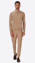 Perugino Dove Grey Technical Cotton-Blend Knit Polo - Model Full Body Shot