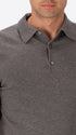 Perugino Melange Grey Technical Cotton-Blend Knit Polo - Close-Up Of The Collar