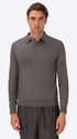 Perugino Melange Grey Technical Cotton-Blend Knit Polo - Model Front View
