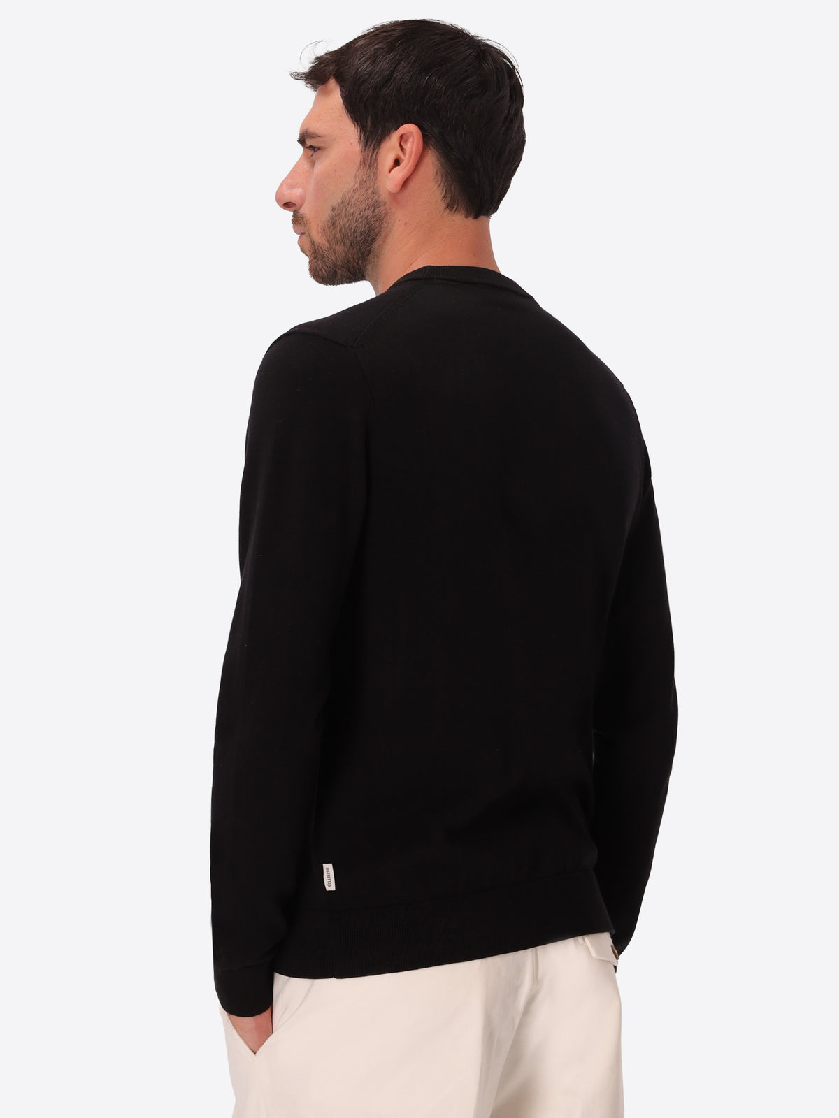 Black Technical Cotton-Blend Sweater Perugino - Model Back View