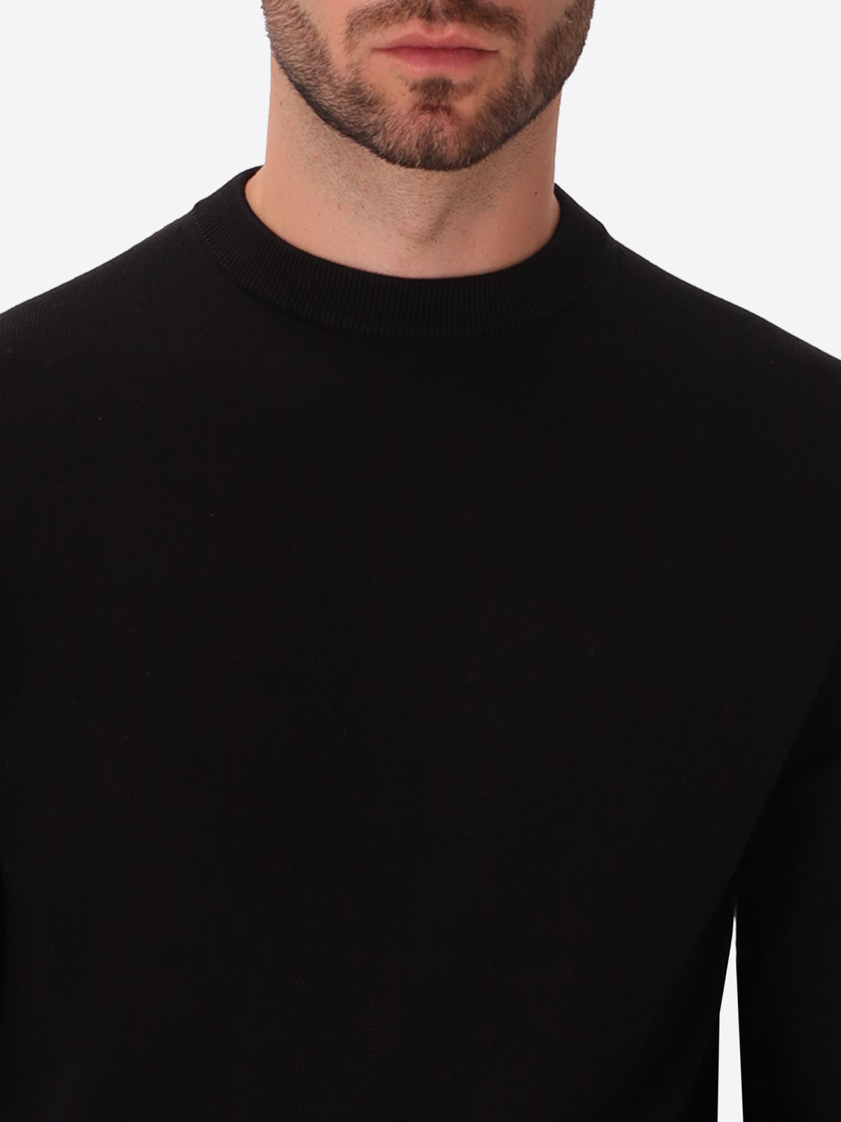 Black Technical Cotton-Blend Sweater Perugino - Close-Up Of The Collar