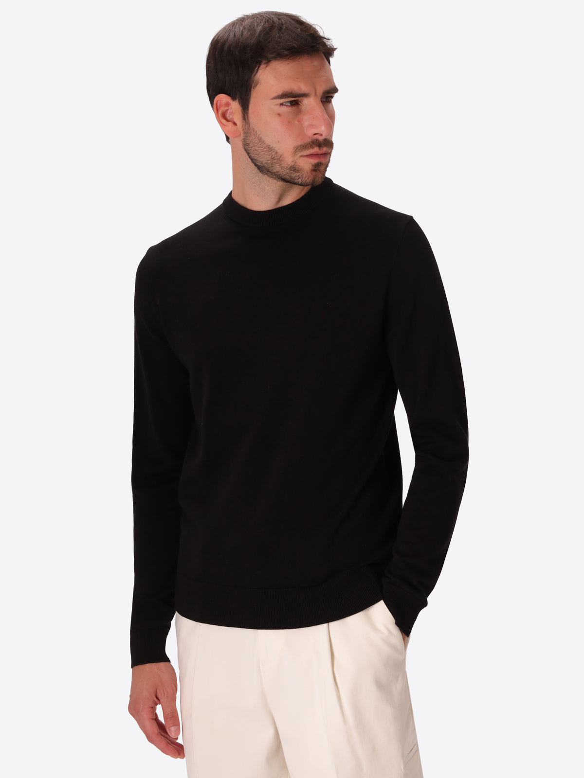 Black Technical Cotton-Blend Sweater Perugino - Model Front View