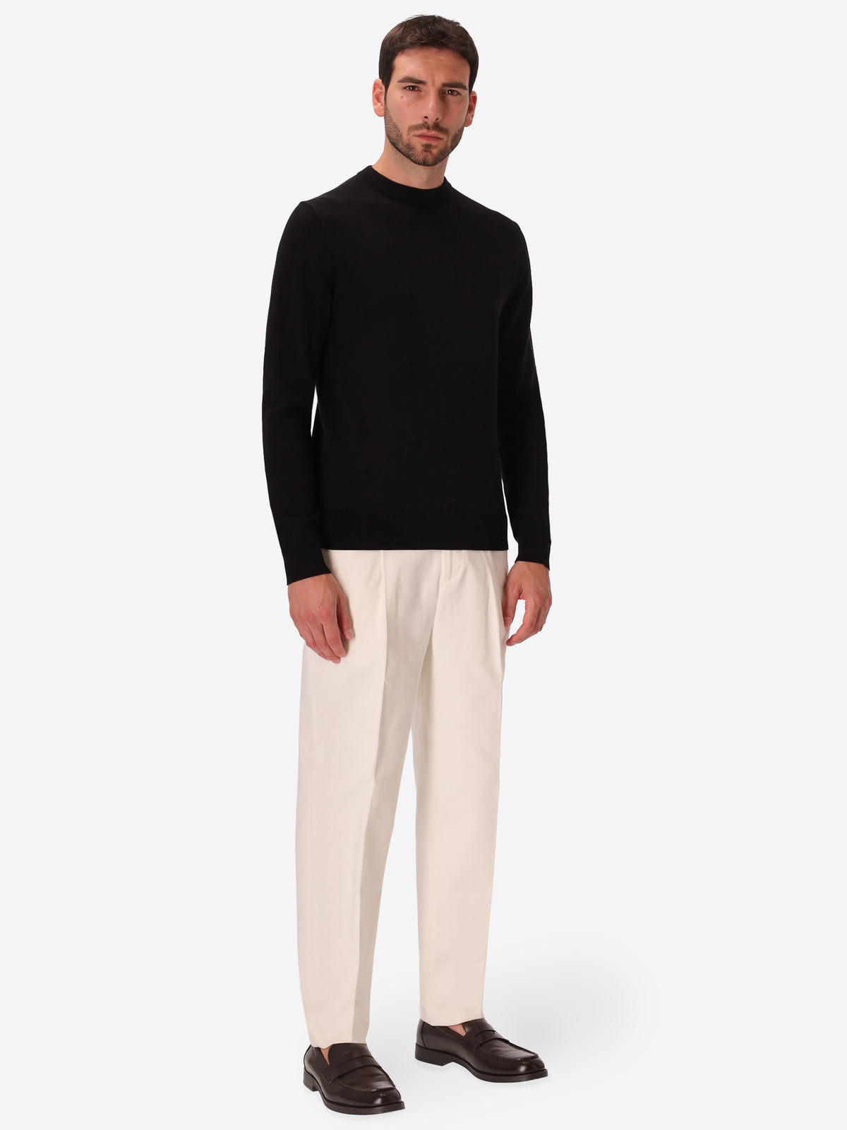 Black Technical Cotton-Blend Sweater Perugino - Model Full Body Shot