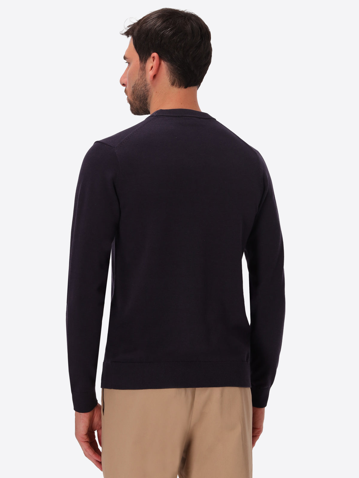 Blue Technical Cotton-Blend Sweater Perugino - Model Back View