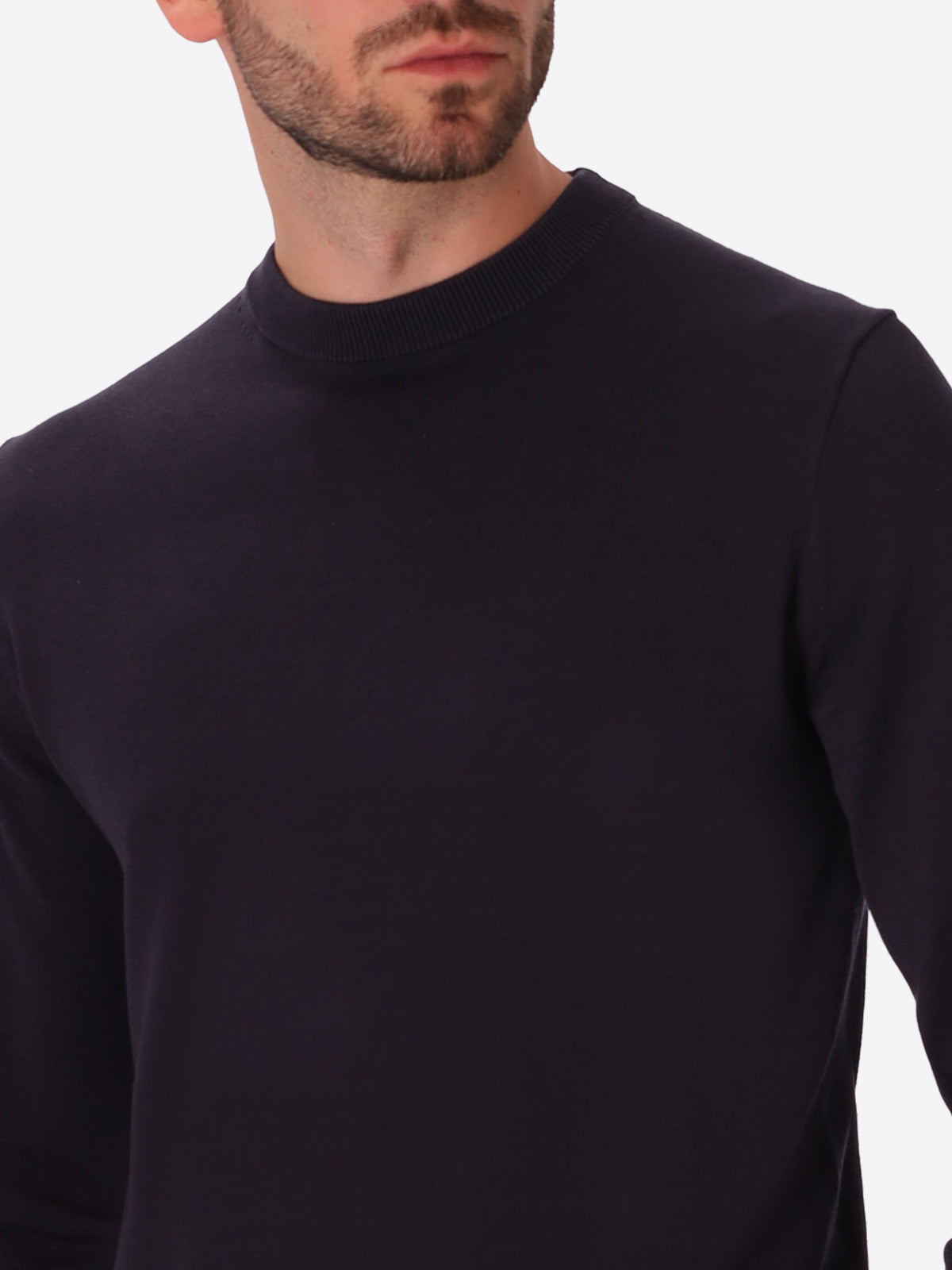 Blue Technical Cotton-Blend Sweater Perugino - Close-Up Of The Collar