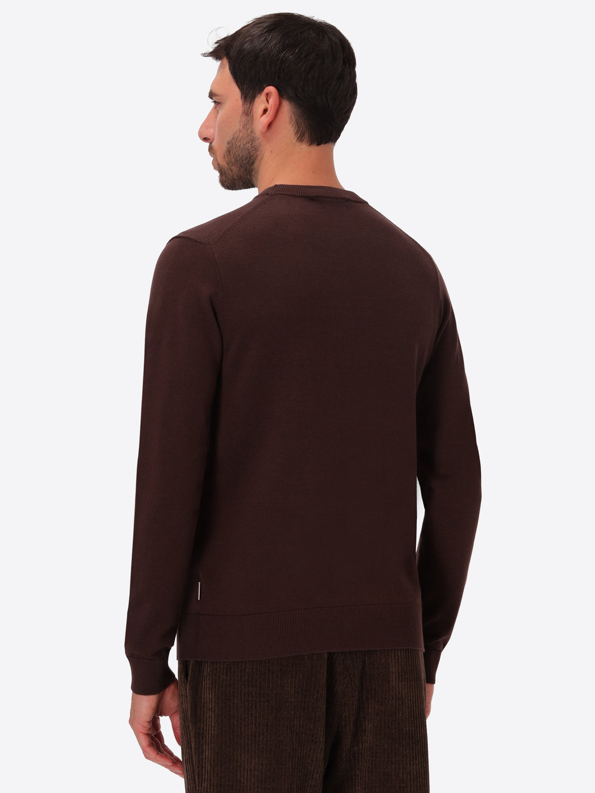 Brown Technical Cotton-Blend Sweater Perugino - Model Back View