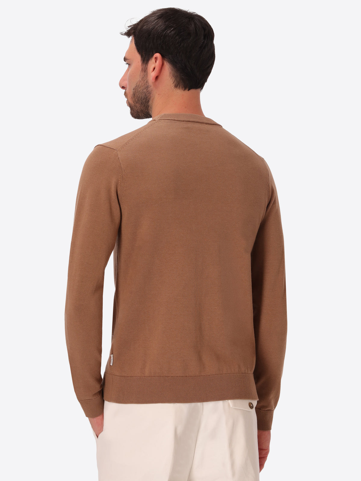 Camel Technical Cotton-Blend Sweater Perugino - Model Back View