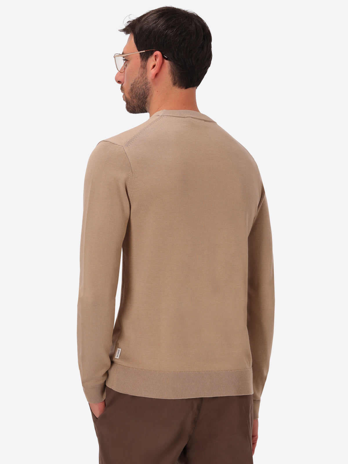 Dove Grey Technical Cotton-Blend Sweater Perugino - Model Back View