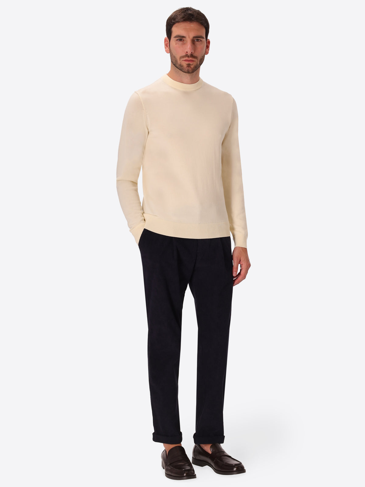 Off White Technical Cotton-Blend Sweater Perugino - Model Full Body Shot