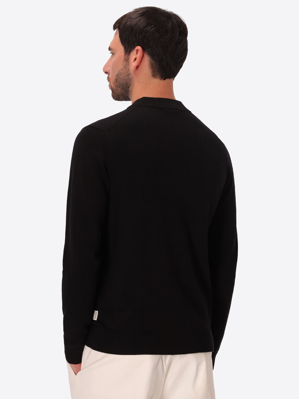 Black Technical Cotton-Blend Turtleneck Sweater Perugino - Model Back View