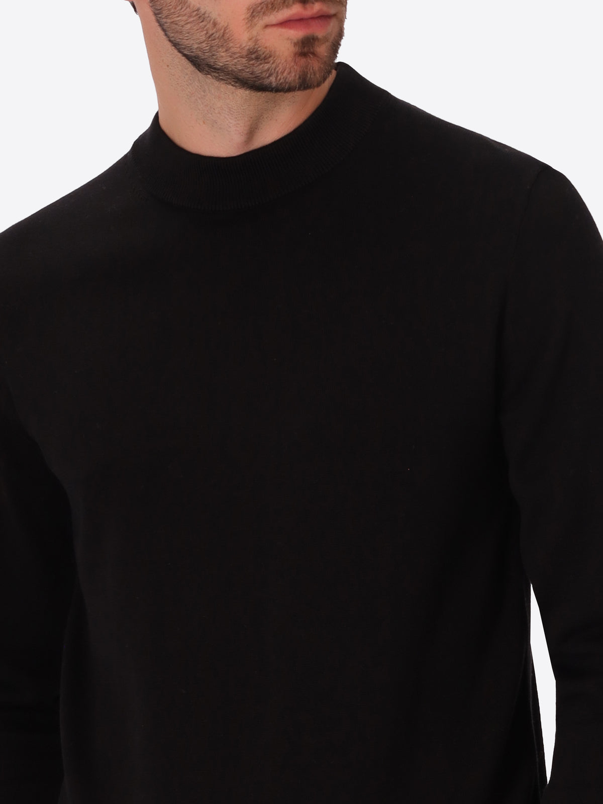Black Technical Cotton-Blend Turtleneck Sweater Perugino - Close-Up Of The Collar