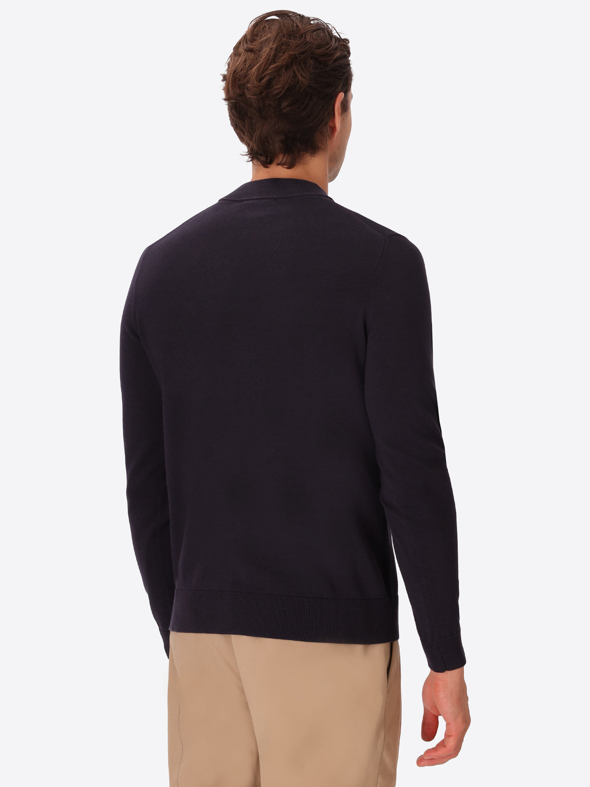 Blue Technical Cotton-Blend Turtleneck Sweater Perugino - Model Back View