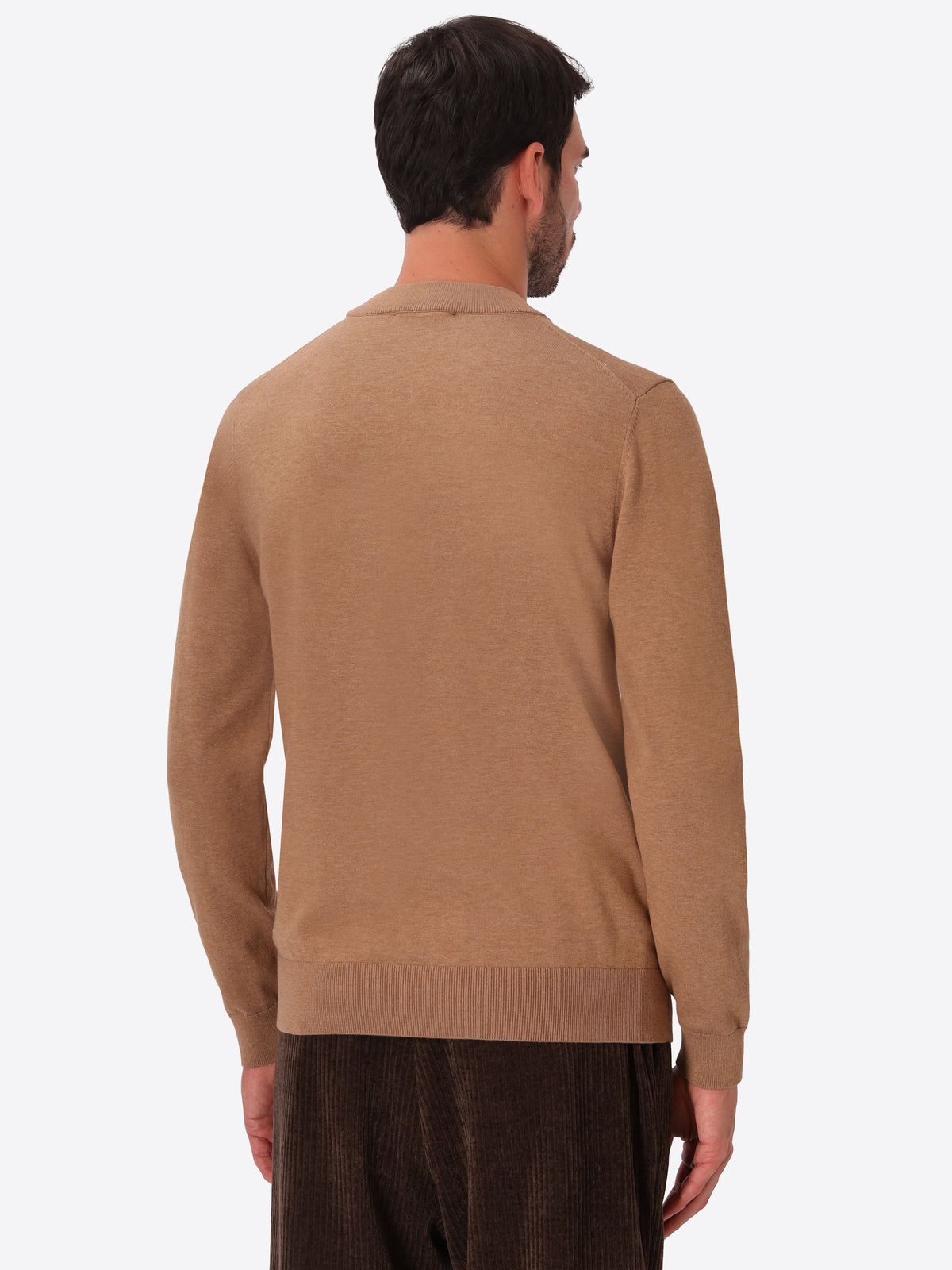 Camel Technical Cotton-Blend Turtleneck Sweater Perugino - Model Back View
