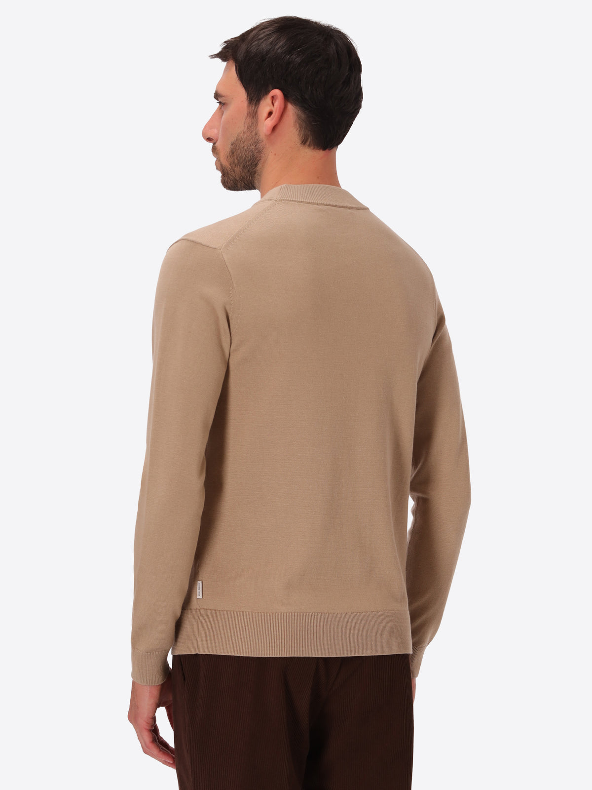 Dove Grey Technical Cotton-Blend Turtleneck Sweater Perugino - Model Back View