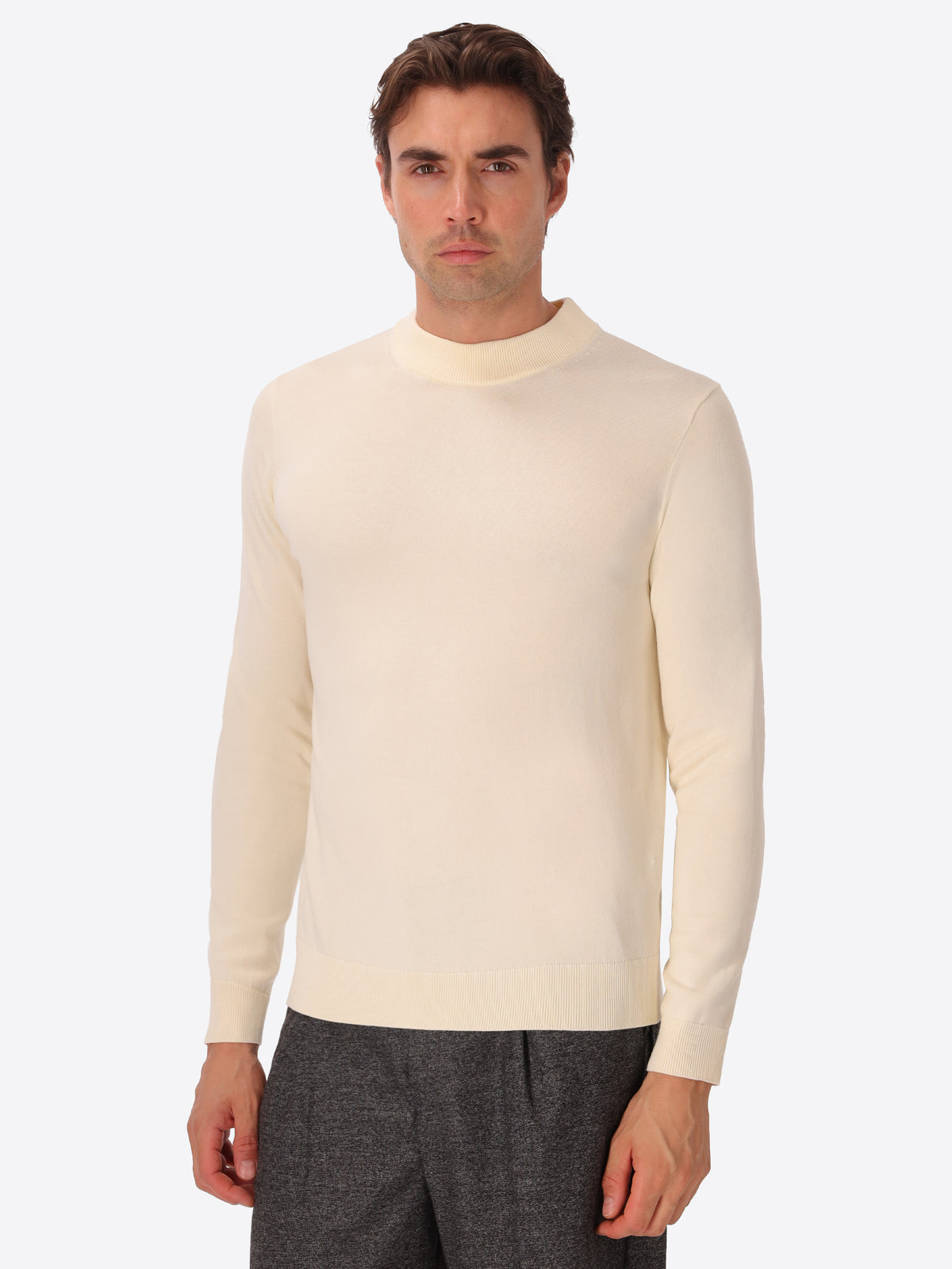 Off White Technical Cotton-Blend Turtleneck Sweater Perugino - Model Front View