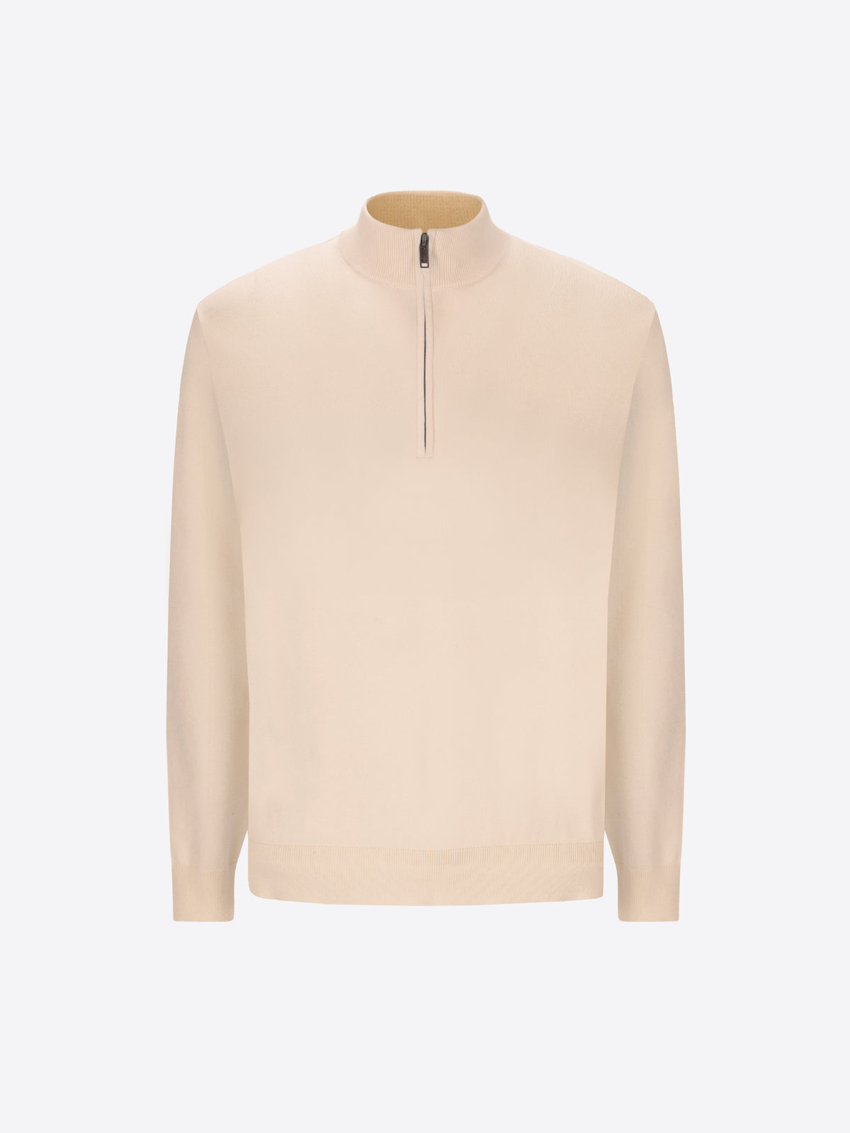 Distretto12 Off White Technical Cotton-Blend Zip Turtleneck Sweater Perugino - Product Still Life