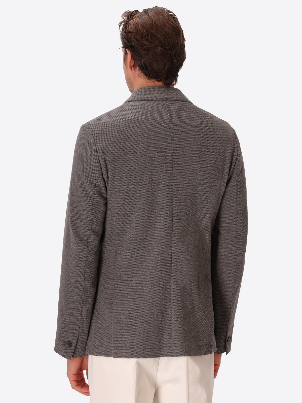 Textured Pin-Dot Double-Breasted Jacket Bescar