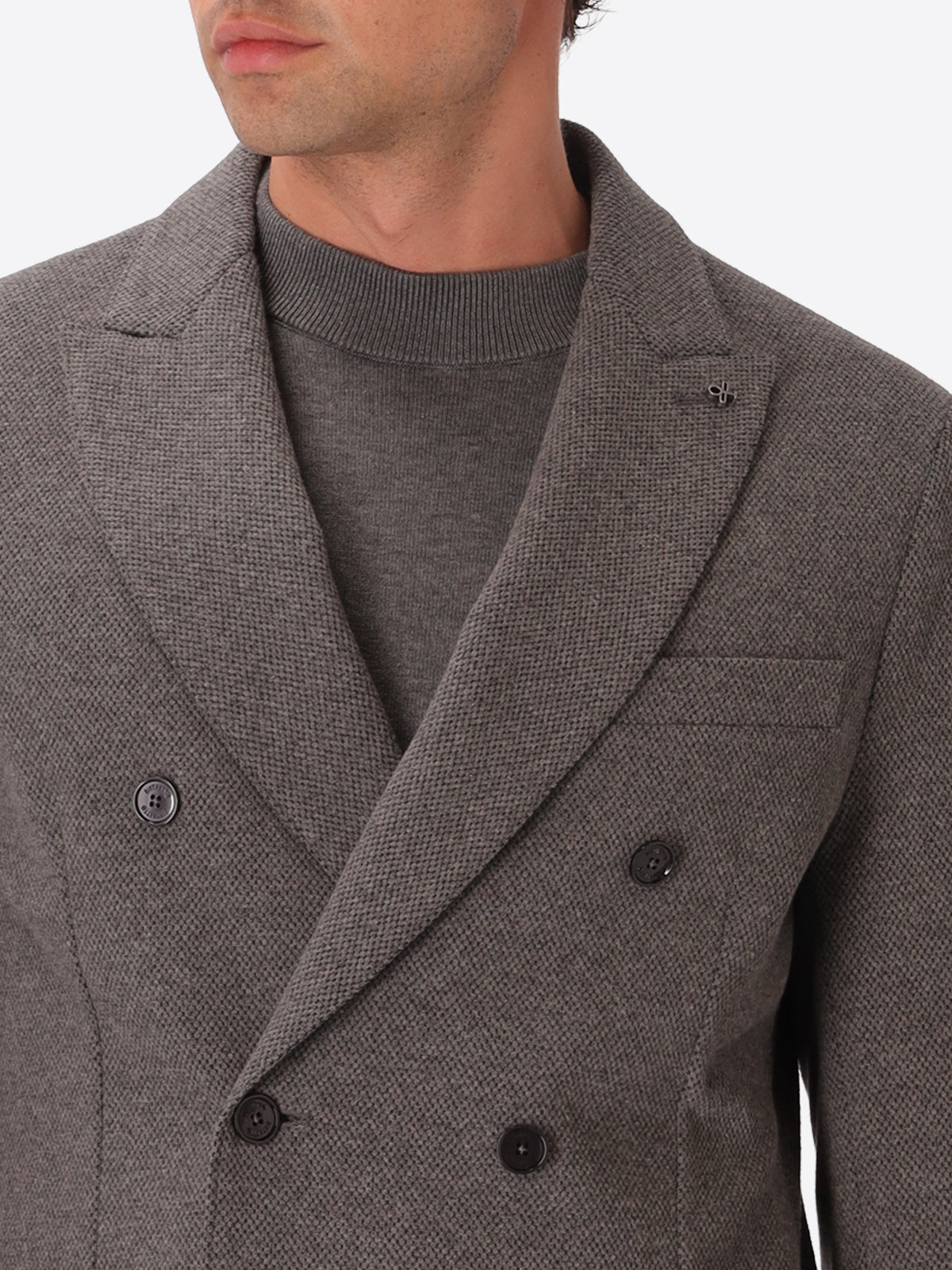 Textured Pin-Dot Double-Breasted Jacket Bescar