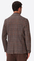 Picasso Brown Textured Pin-Dot Tartan-Print Jacket - Model Back View