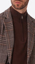 Picasso Brown Textured Pin-Dot Tartan-Print Jacket - Close-Up Of The Collar