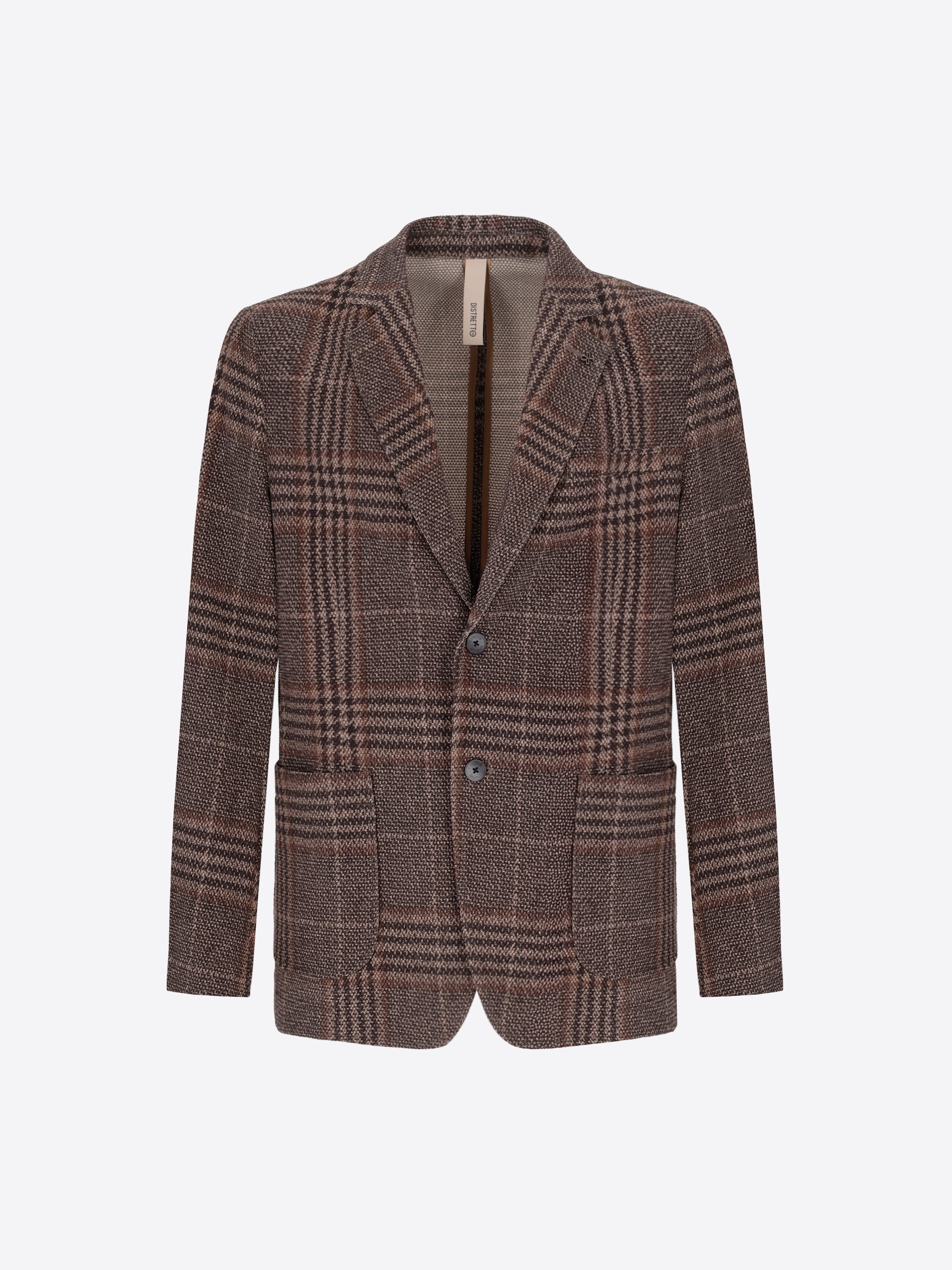 Distretto12 Picasso Brown Textured Pin-Dot Tartan-Print Jacket - Product Still Life