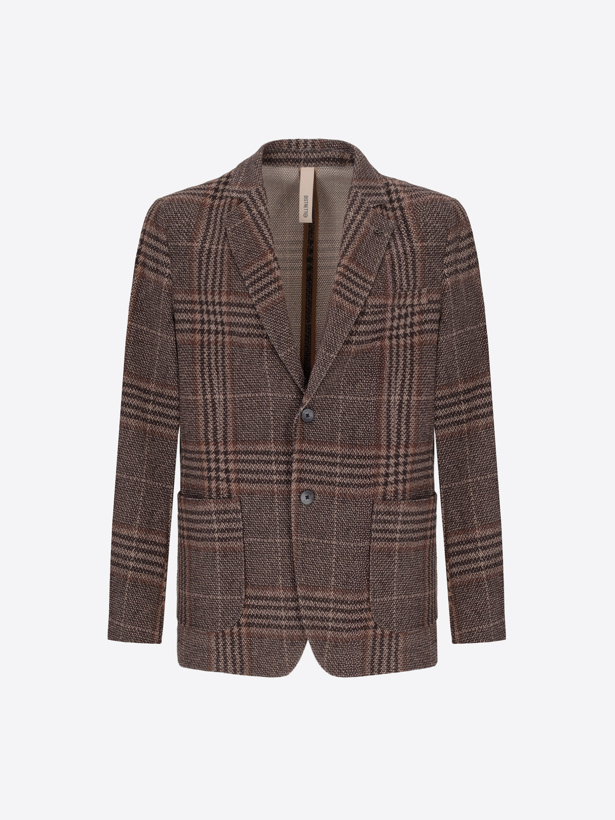 Distretto12 Picasso Brown Textured Pin-Dot Tartan-Print Jacket - Product Still Life