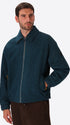 Relax Rubens Petrol Blue Tone-On-Tone Herringbone Boiled-Wool Bomber Jacket - Model Front View