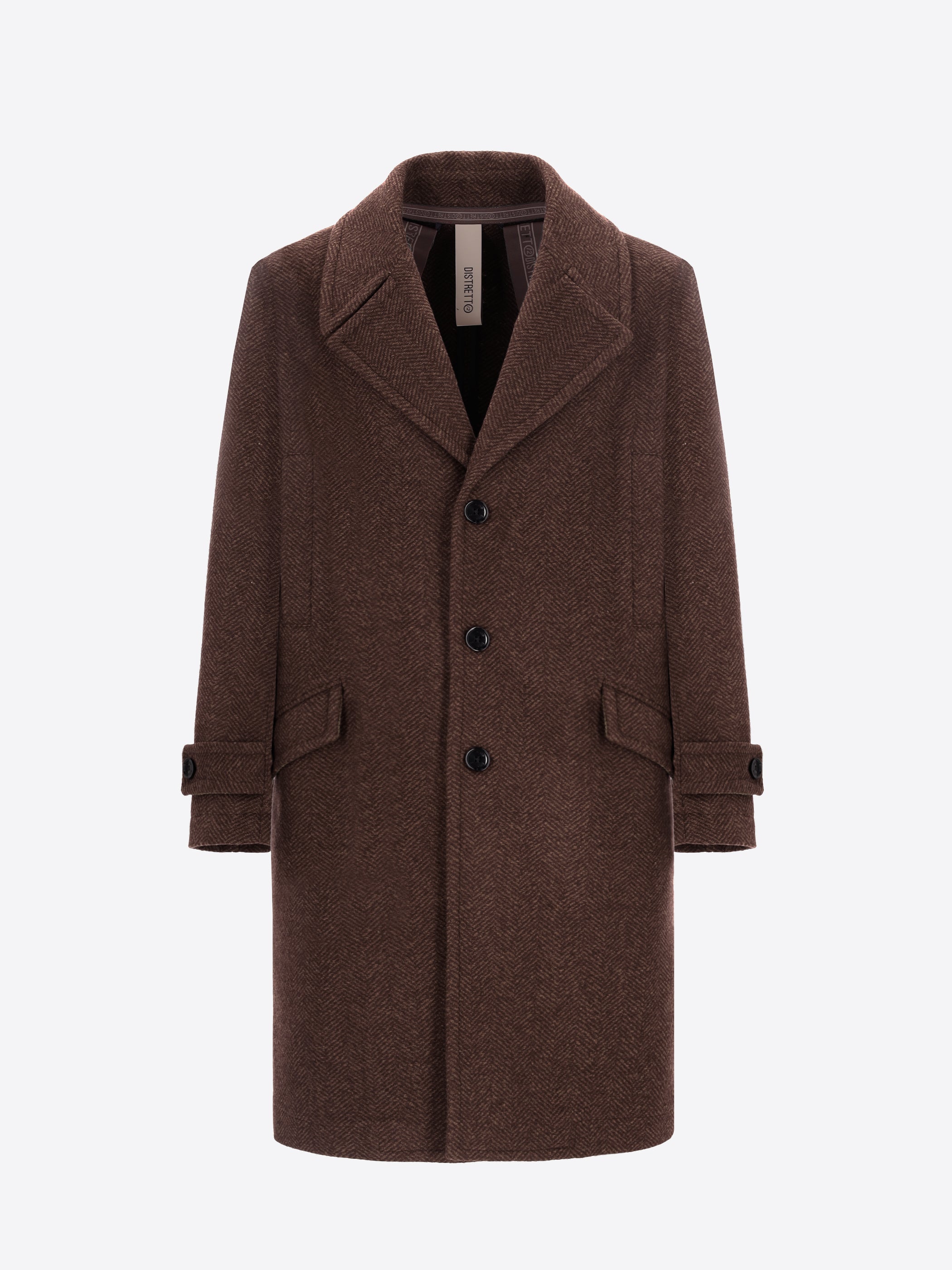 Tone-on-Tone Herringbone Boiled-Wool Coat Relax Rubens