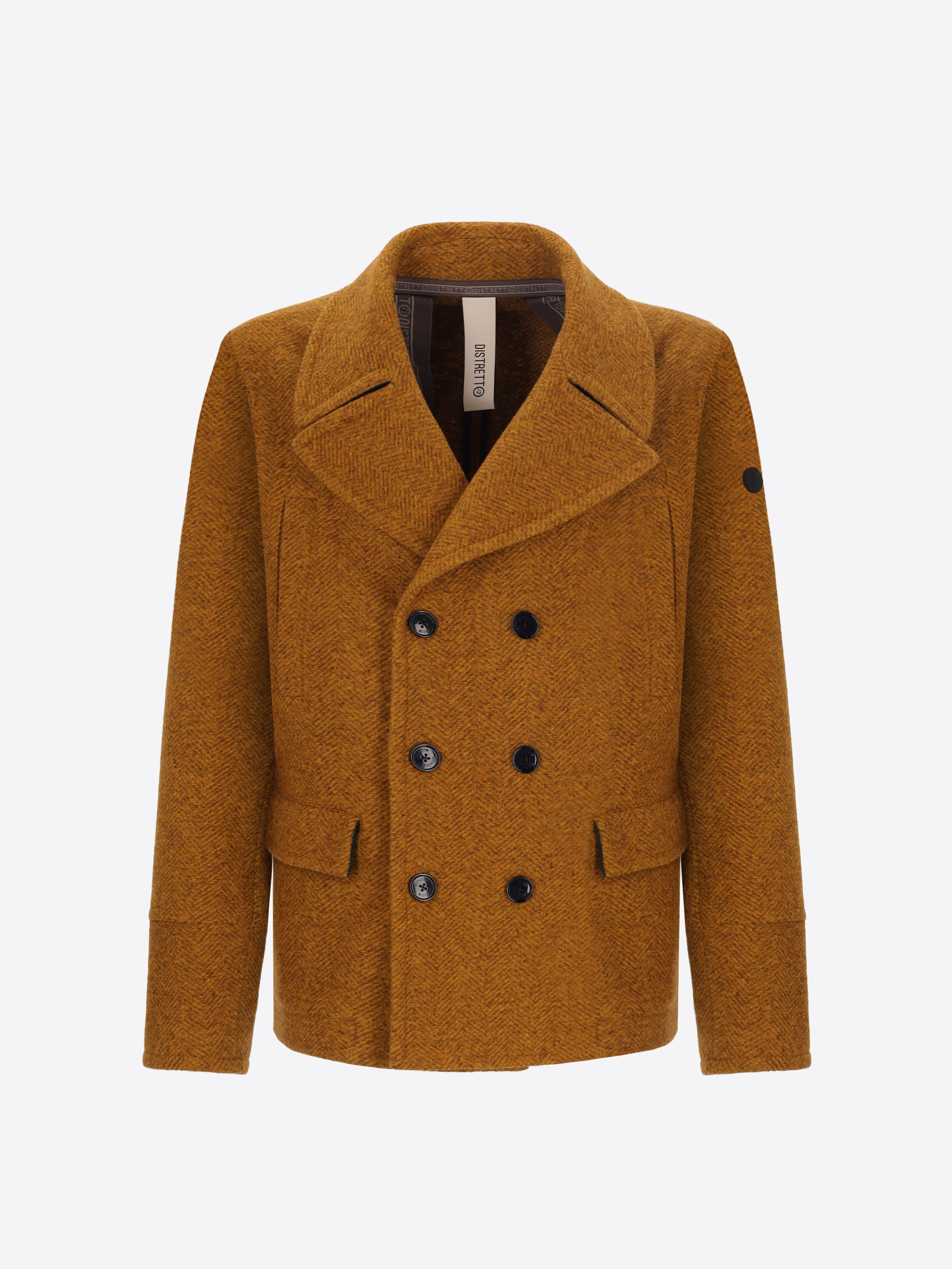 Tone-on-Tone Herringbone Boiled-Wool Peacoat Relax Rubens