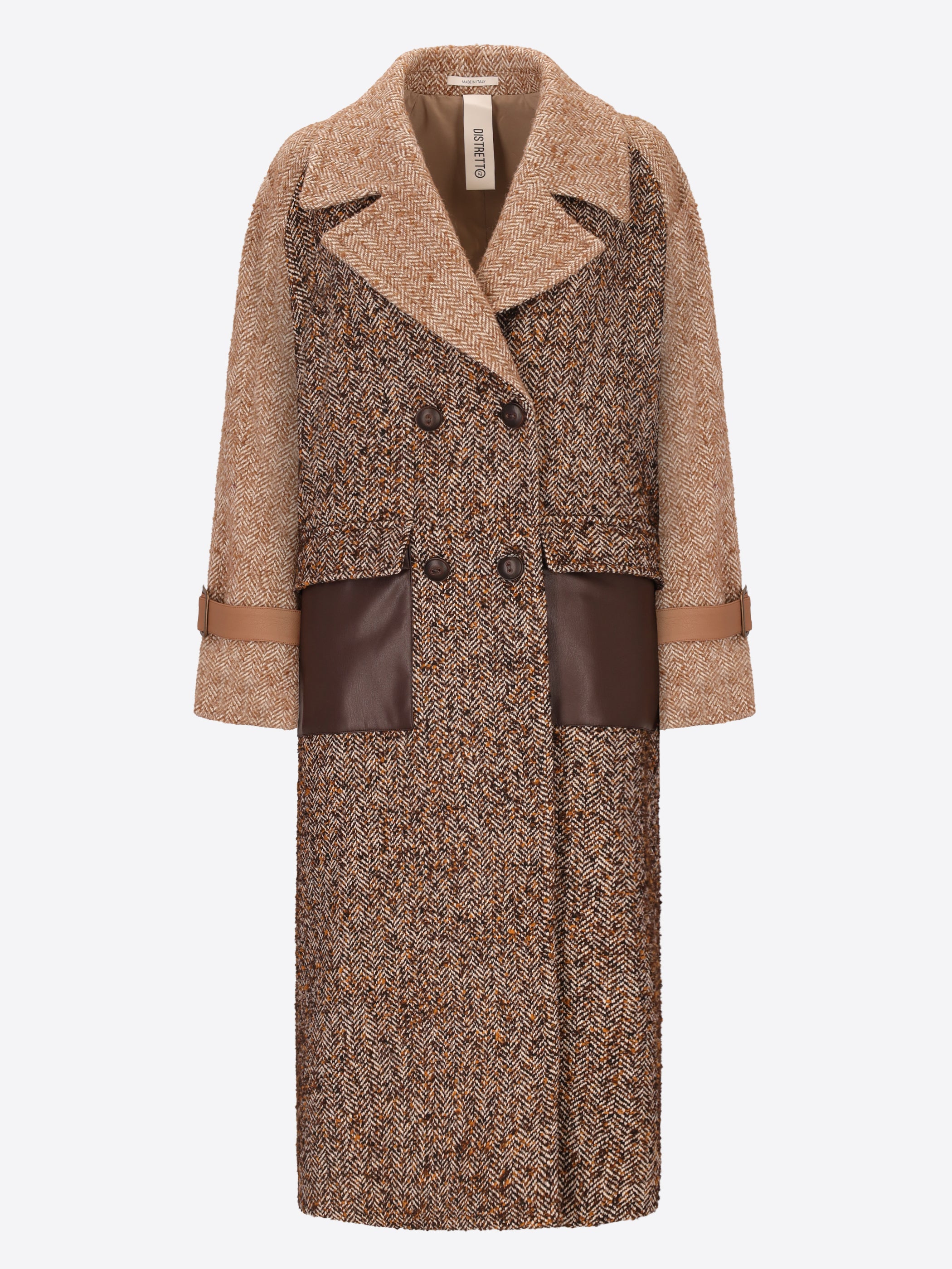 Distretto12 Bucaneve Brown Two-Tone Melange Herringbone Coat - Woman - Product Still Life