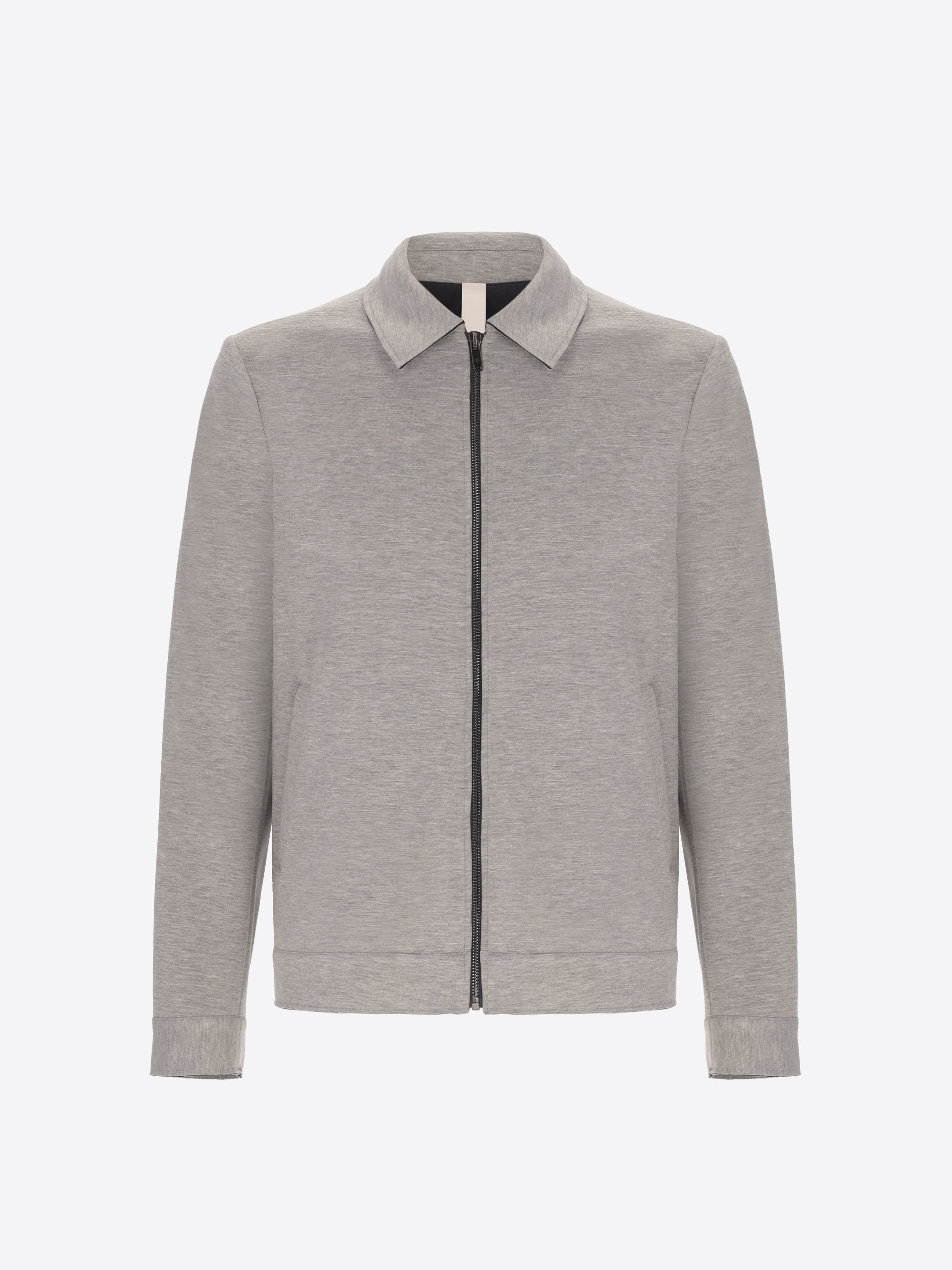 Distretto12 Pinturicchio Melange Grey Viscose-Blend Neoprene-Bonded Jersey Aviator Jacket - Product Still Life