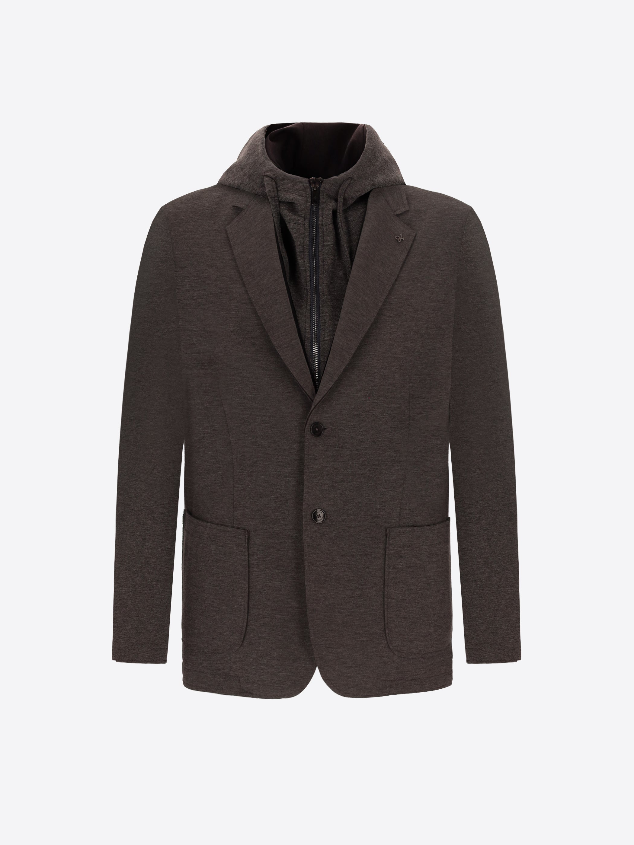 Distretto12 Pinturicchio Charcoal/Charcoal Viscose-Blend Neoprene-Bonded Jersey Jacket With Detachable Bib - Product Still Life
