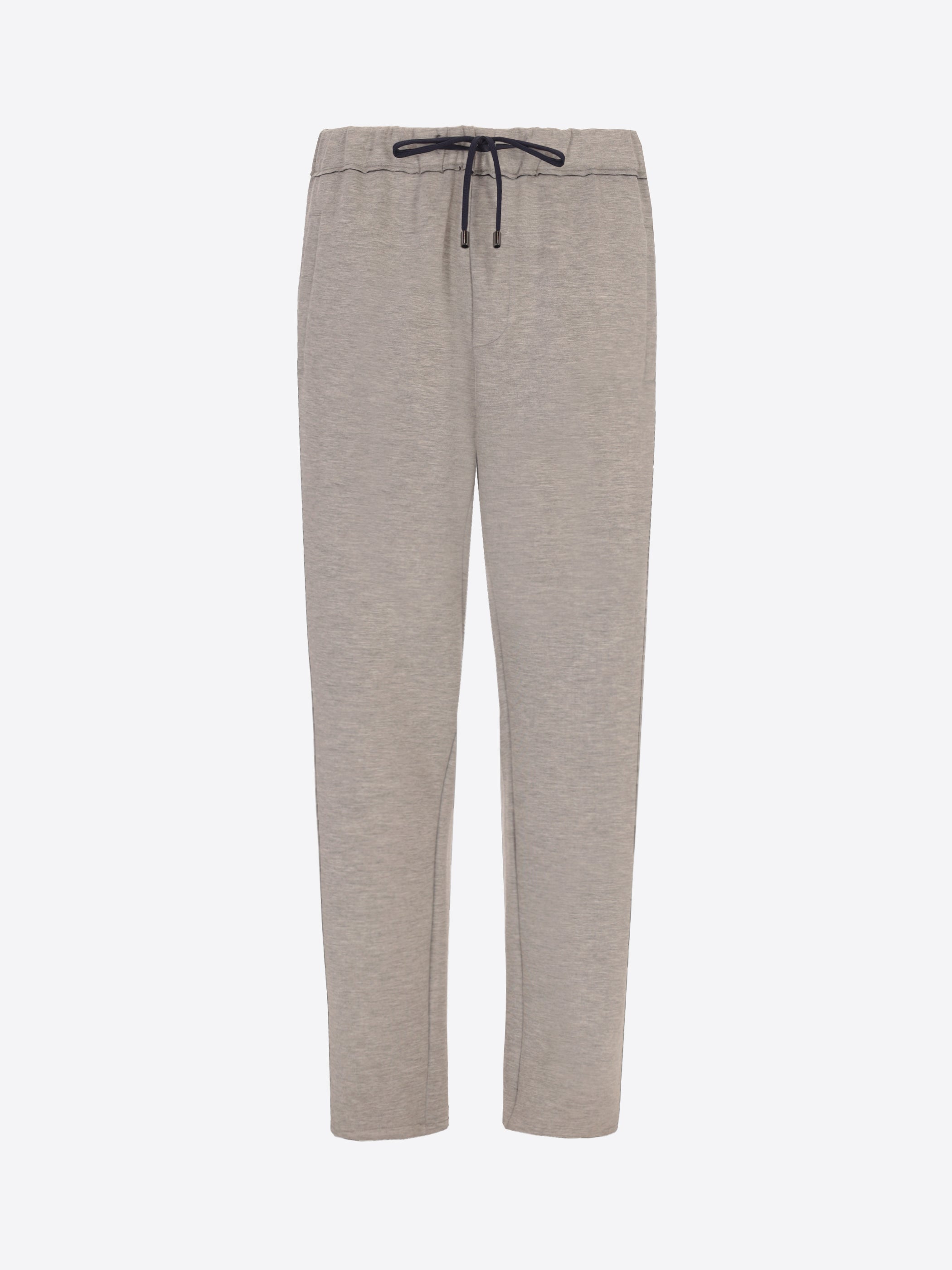 Distretto12 Relax Pinturicchio Melange Grey Viscose-Blend Neoprene-Bonded Jersey Trousers - Product Still Life
