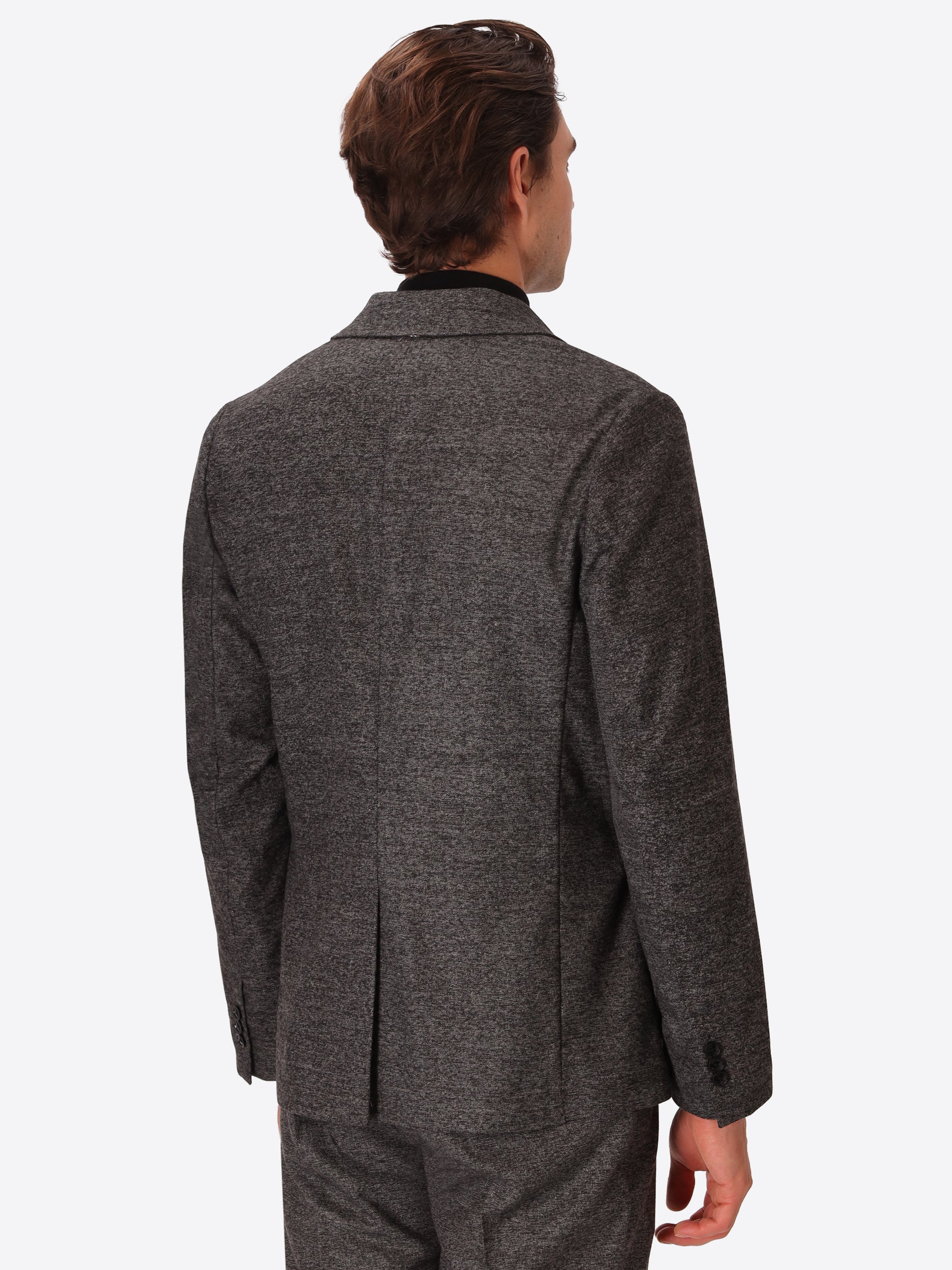 Cellini Charcoal Warm-Hand Melange Technical Jersey Jacket - Model Back View