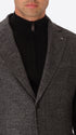 Cellini Charcoal Warm-Hand Melange Technical Jersey Jacket - Close-Up Of The Collar
